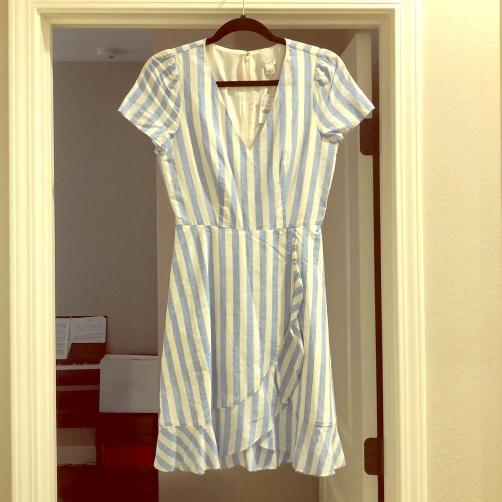 J Crew baby blue and white summer dress